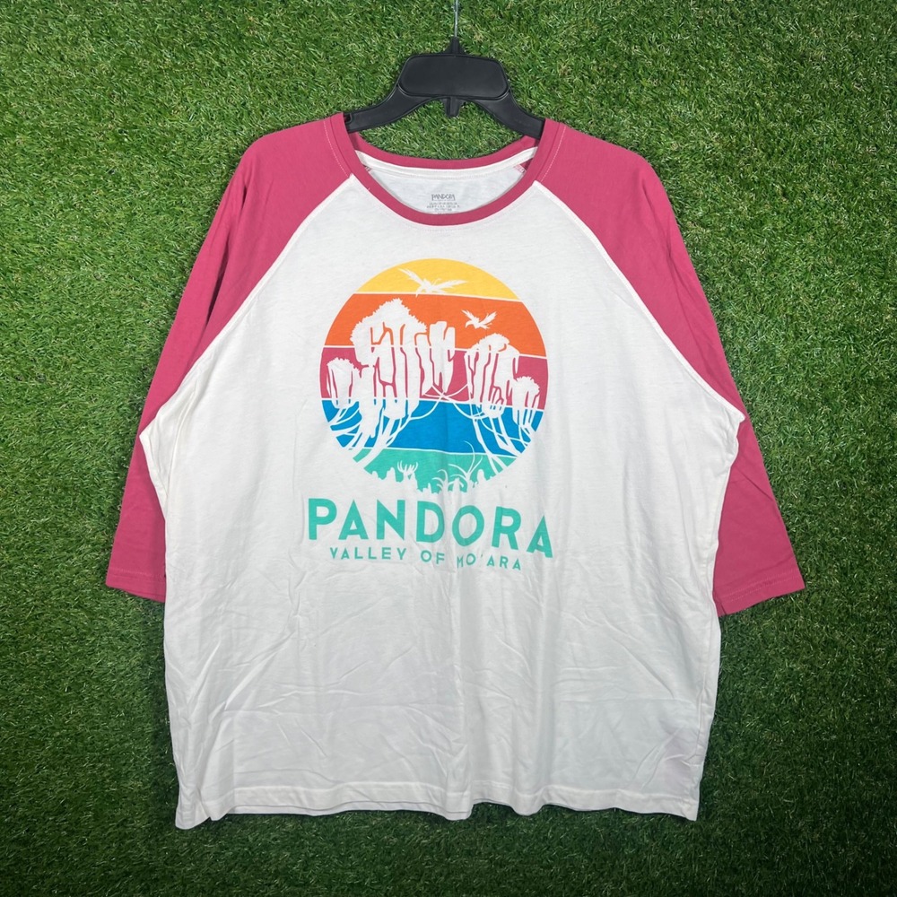 Disney Parks Pandora Valley of Moara Avatar Raglan Shirt Mens 2X Pink White